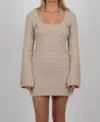 Rusty Maggie Long Sleeve Mini Dress In Taupe In Grey