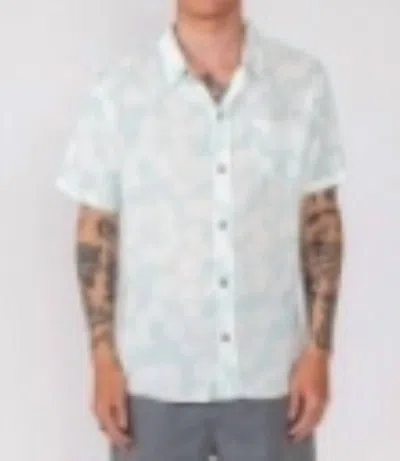 Rusty Men's Garden Island Short Sleeve Shirt In Salt Blue In White