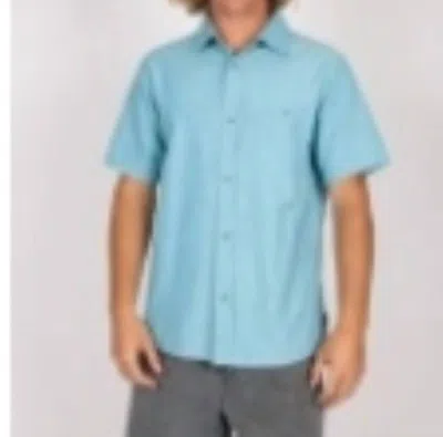 Rusty Ox Short Sleeve Woven Shirt In Dirty Turquoise In Blue