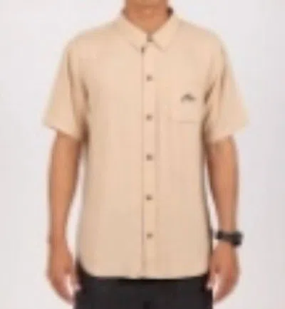 Rusty Razor Blade Short Sleeve Rayon Shirt In Taupe In Brown