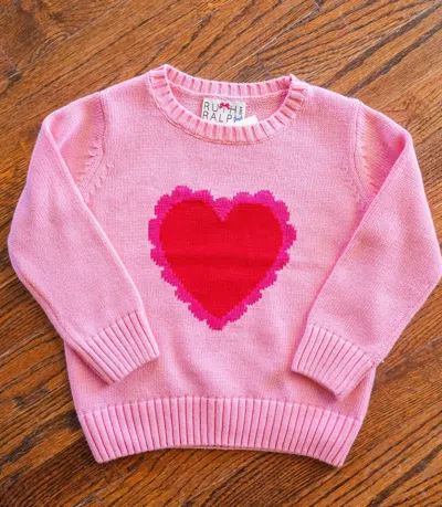 Ruth And Ralph Kids' Girls Scalloped Heart Sweater In Pink