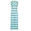 Ruth Erotokritou Blue &amp; White Striped Maxi Dress | Summer Racking Dress With Criss Cross Neckline | Long Women's 