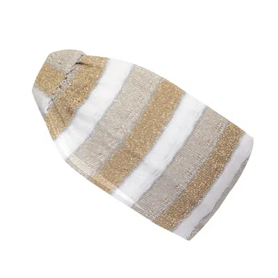 Ruth Erotokritou Headband In Drop Stitch Knit White/gold/beige