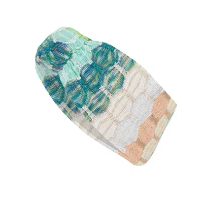 Ruth Erotokritou Headband In Honeycomb Knit White/green