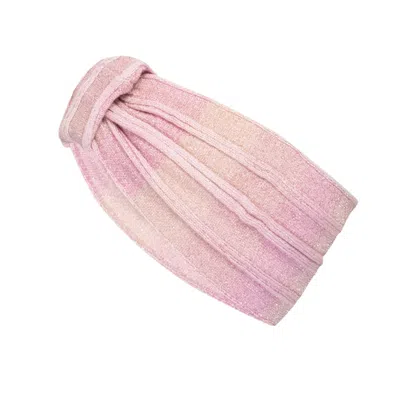 Ruth Erotokritou Headband In Striped Ribbed Knit Pink