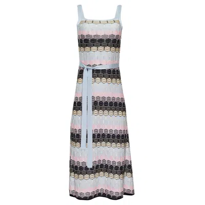 Ruth Erotokritou Multicolour Midi Dress With Front Ties In Honeycomb Knit Black
