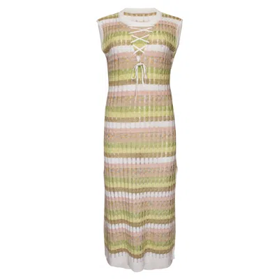 Ruth Erotokritou Racking Knit Maxi Dress With Criss Cross Front Neckline White