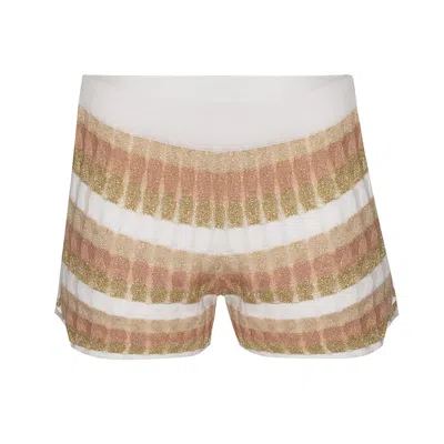 Ruth Erotokritou Shorts In Racking Knit White/gold/peach/beige