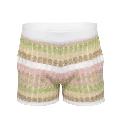 Ruth Erotokritou Shorts In Racking Knit White/mint In Multi
