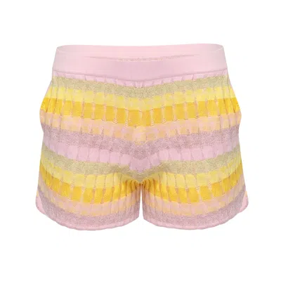 Ruth Erotokritou Shorts In Racking Knit Yellow/pink