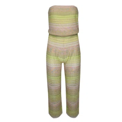 Ruth Erotokritou Striped Jumpsuit In Drop Stitch Knit White