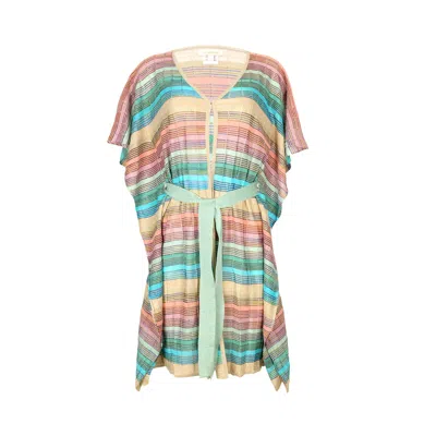 Ruth Erotokritou Striped Maxi Kaftan: Tuck Stitch Knit In Multicolor Short