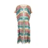 Ruth Erotokritou Striped Maxi Open Kaftan With Belt In Tuck Stitch Knit Multicolor