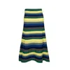 Ruth Erotokritou Striped Maxi Skirt In Tuck Stitch Knit Yellow/green