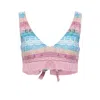 Ruth Erotokritou Striped Padded Bralette With Frills In Honeycomb Knit Pink/blue