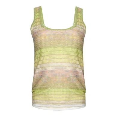 Ruth Erotokritou Striped Tank Top In Drop Stitch Knit Mint