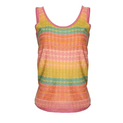 Ruth Erotokritou Striped Tank Top In Drop Stitch Knit Pink