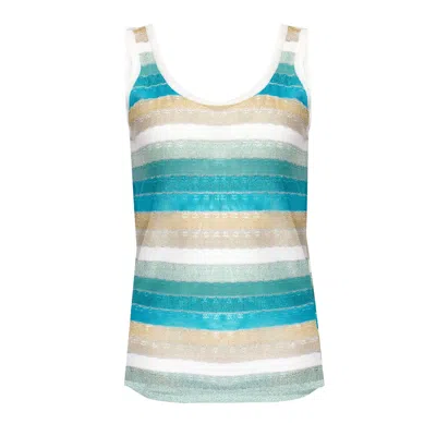 Ruth Erotokritou Striped Tank Top In Drop Stitch Knit White/mint