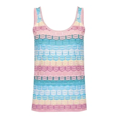 Ruth Erotokritou Striped Tank Top In Honeycomb Knit Pink/blue In Multi
