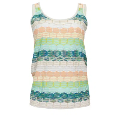 Ruth Erotokritou Striped Tank Top In Honeycomb Knit White/green