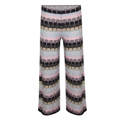 Ruth Erotokritou Striped Trouser In Honeycomb Knit Black