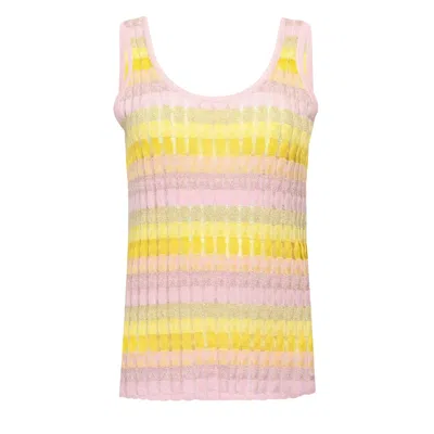 Ruth Erotokritou Tank Top In Racking Knit Yellow/pink