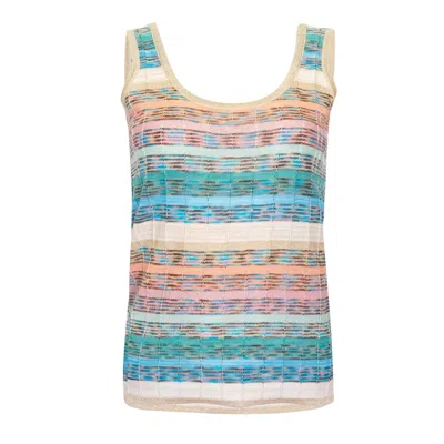 Ruth Erotokritou Tank Top In Striped Tuck Stitch Knit Multicolour