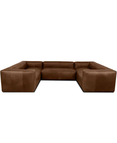 Rutherford Home Amalfy 139" Leather 3-piece Sectional In Bourbon