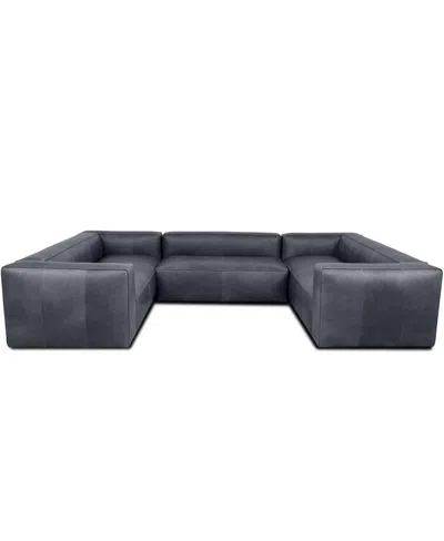 Rutherford Home Amalfy 139" Leather 3 Piece Sectional In Shale