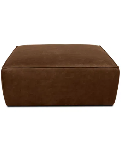 Rutherford Home Amalfy 39" Leather Big Ottoman In Bourbon