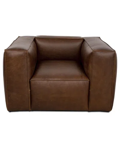 Rutherford Home Amalfy 48" Leather Swivel Chair In Bourbon