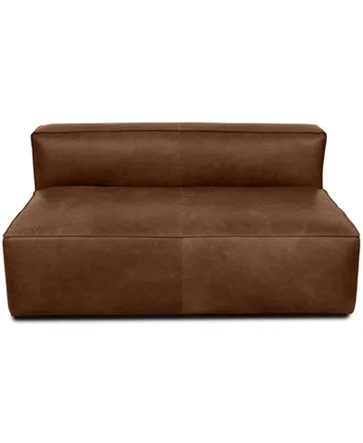 Rutherford Home Amalfy 57" Leather Armless Loveseat In Bourbon
