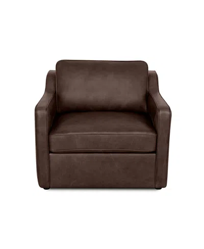 Rutherford Home Bari 36" Leather Swivel Chair In Chocolate