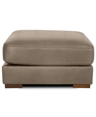 Rutherford Home Matera 29" Leather Ottoman In Grey