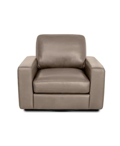 Rutherford Home Matera 40" Leather Swivel Chair In Grey