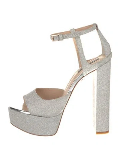 Pre-owned Ruthie Davis Glitter Glitter Accents Sandals In Silver