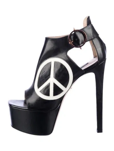 Pre-owned Ruthie Davis Leather Colorblock Pattern Pumps In Black