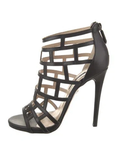 Pre-owned Ruthie Davis Leather Gladiator Sandals In Black