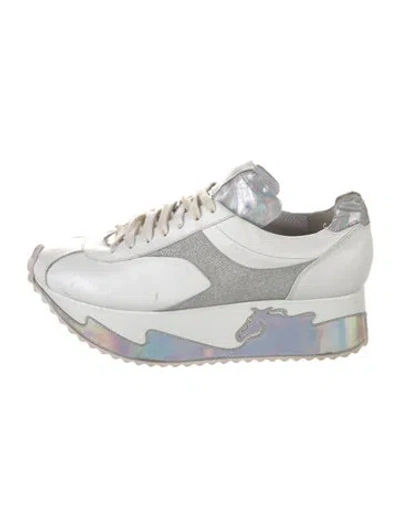 Pre-owned Ruthie Davis Leather Glitter Accents Sneakers In Multi