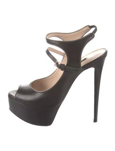 Pre-owned Ruthie Davis Leather Slingback Pumps In Black