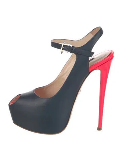 Pre-owned Ruthie Davis Leather Slingback Pumps In Blue