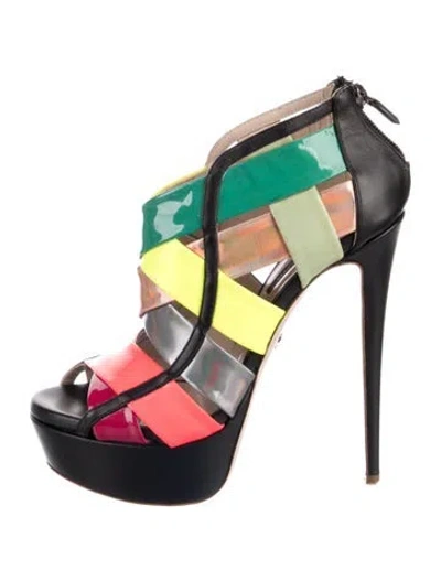 Pre-owned Ruthie Davis Leather Striped Sandals