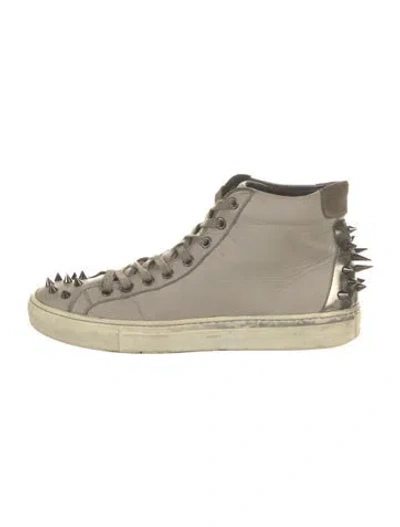 Pre-owned Ruthie Davis Leather Studded Accents Sneakers In Neutral