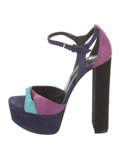Pre-owned Ruthie Davis Suede Printed Sandals In Purple