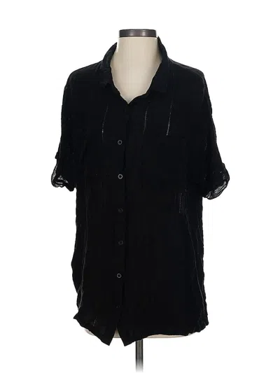 Pre-owned Rvca 3/4 Sleeve Button Down Shirt In Black