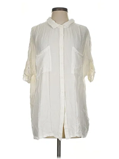Pre-owned Rvca 3/4 Sleeve Button Down Shirt In Ivory