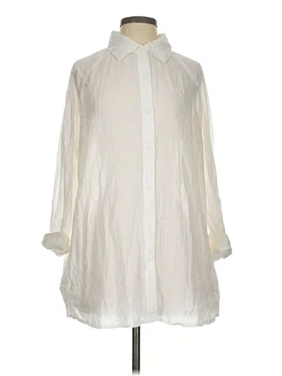 Pre-owned Rvca 3/4 Sleeve Button Down Shirt In Ivory