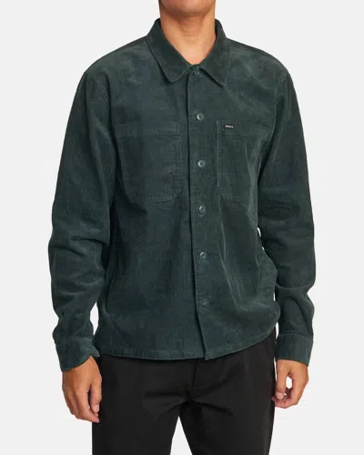 Rvca Americana Corduroy Overshirt In Hunter Green