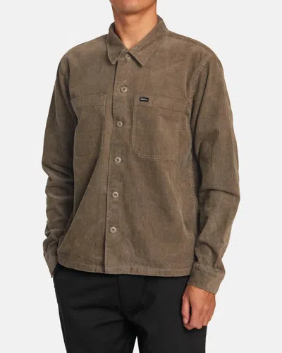 Rvca Americana Corduroy Overshirt In Mushroom In Grey