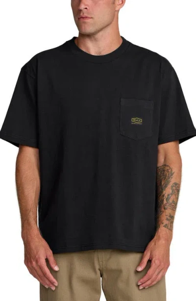 Rvca Americana Pocket Label Cotton T-shirt In Black